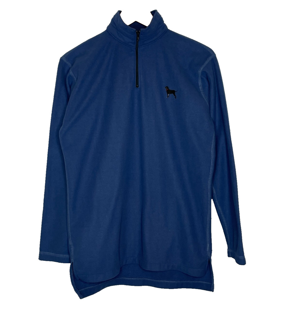 Men's Large The Black Dog Blue Polyester Quarter Zip Fleece Pullover Sweatshirt